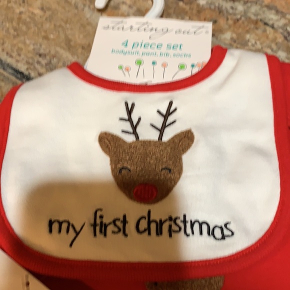 New “First Christmas” 4 piece outfit. Size is 9 month - Picture 2 of 5